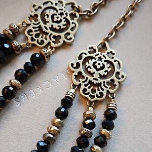 Elegant Black and Gold Beaded Necklace Vintage Sundance